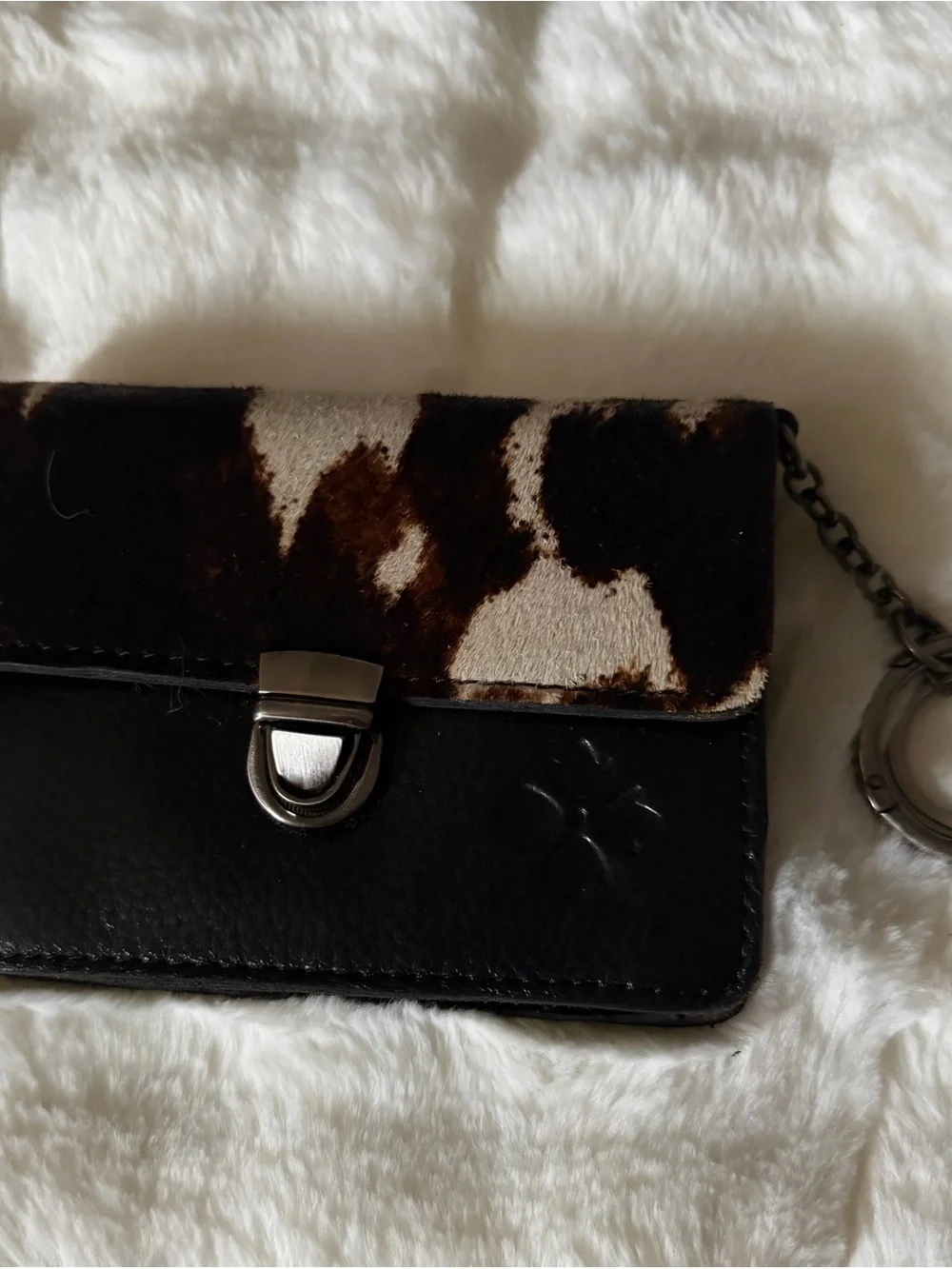 Patricia Nash Black Leather and Cowhide Clutch Wallet NWT